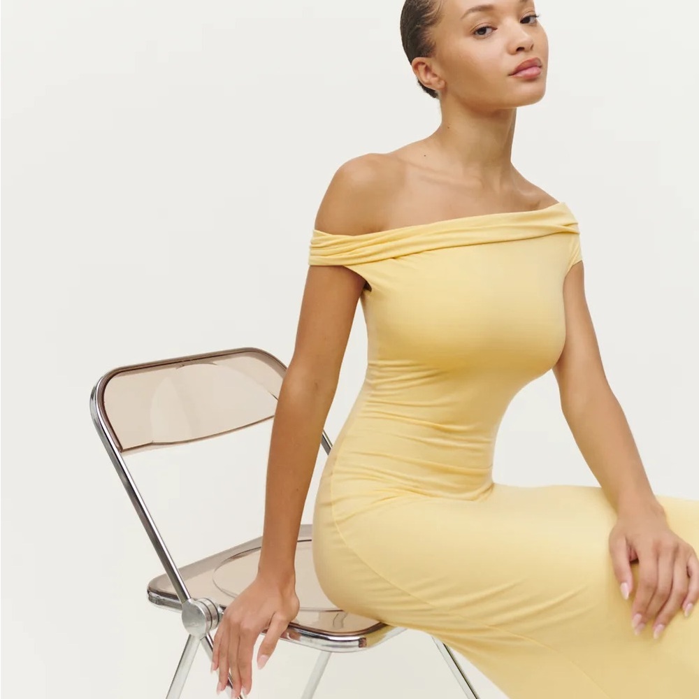 Reformation James Knit Dress in Sunshine XL